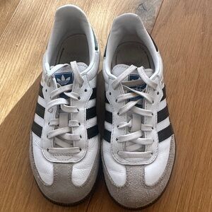 Youth Adidas White Sambas size 12K